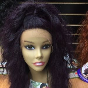 Eggplant color Bobbi boss human blend frontal wig